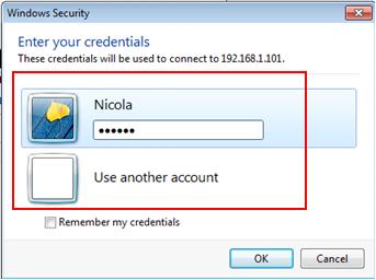 username password for remote desktop access