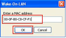 wake on lan with MAC address