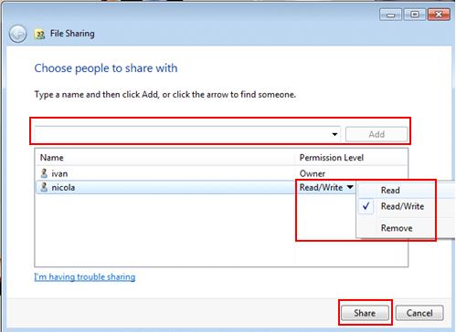 select users for password protected file sharing