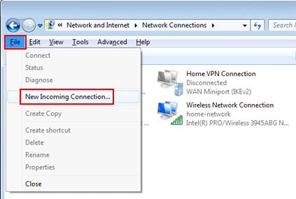 Windows 7 - Set up new PPTP VPN host or server