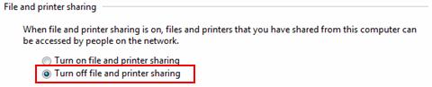 Windows 7 - turn off file and printer sharing