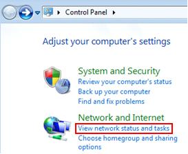 how to view network status and tasks in Windows 7